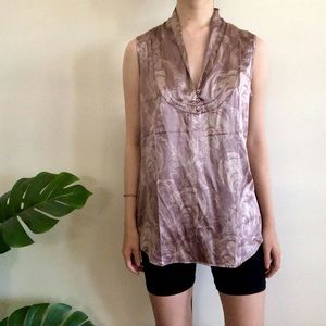 Vintage purple lilac pure silk paisley blouse